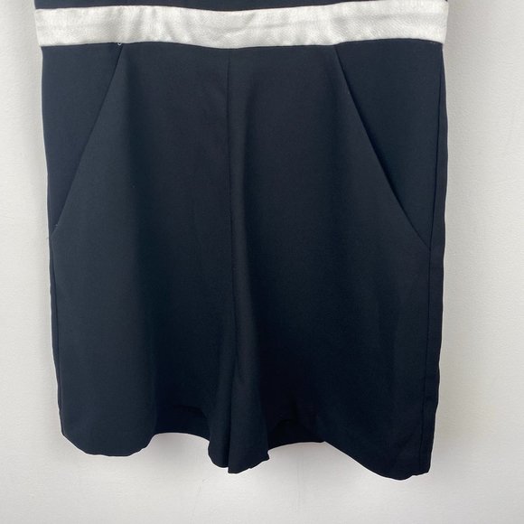 PARKER Black & White Sleeveless Strappy Shorts Romper Size Medium M - Picture 5 of 16